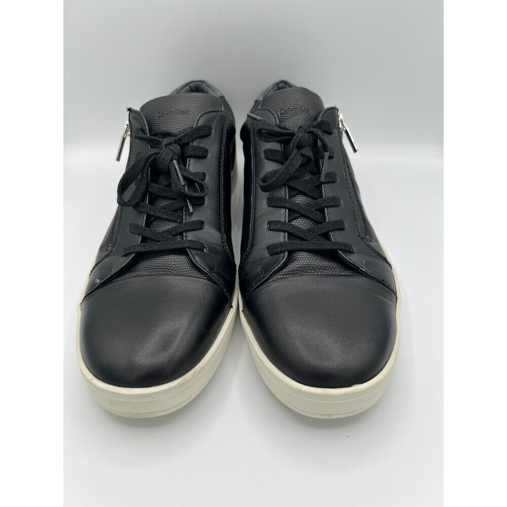 Calvin Klein Men Black Leather Zip Sneakers Shoes Size 12 Casual Designer
